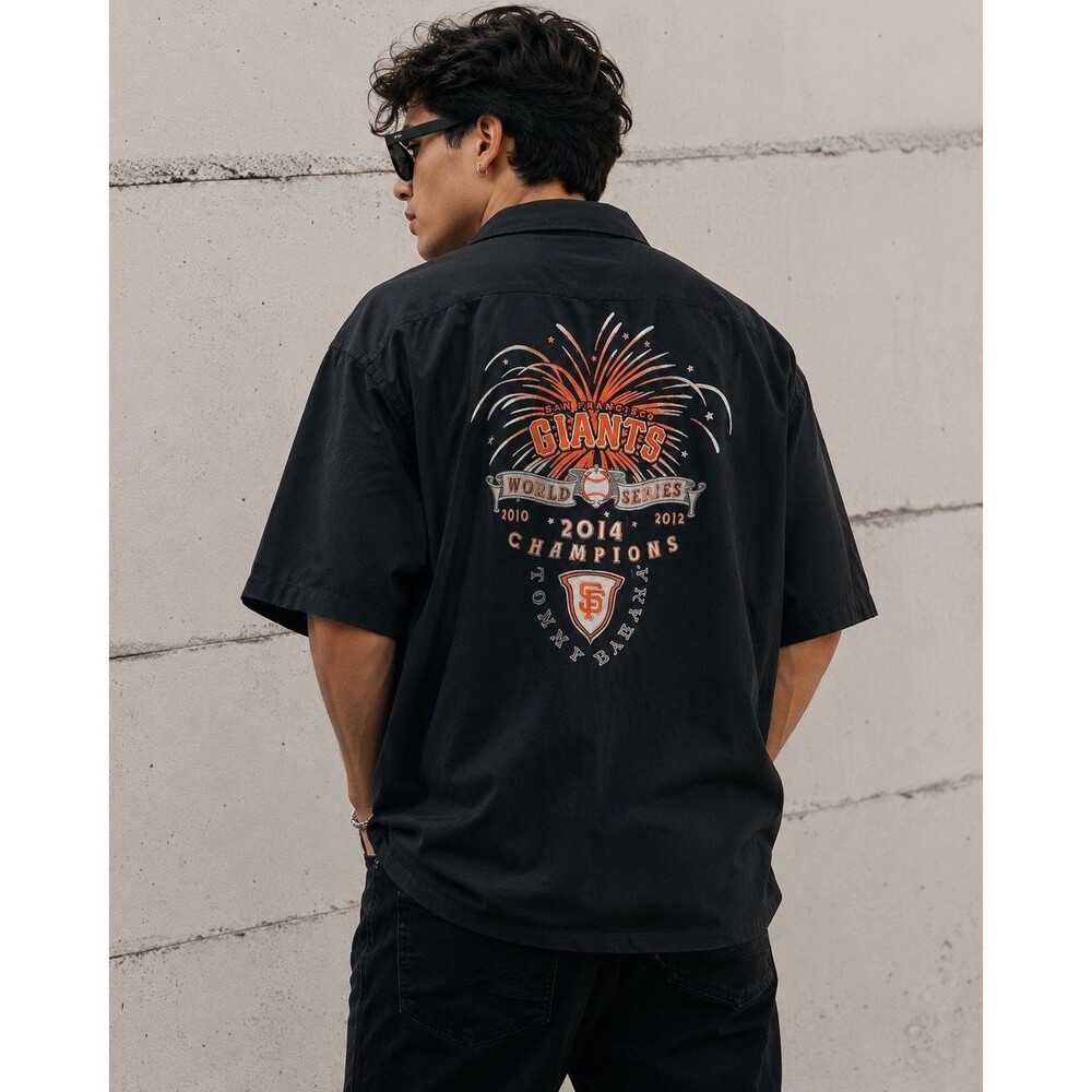 Tommy Bahama SF Giants 2014 World Series Champions Silk Shirt Mens L MLB